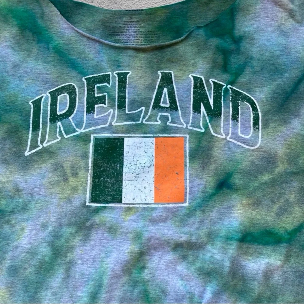 Ireland Flag Tie-Dye Tie Front Top Size L - Picture 4 of 9